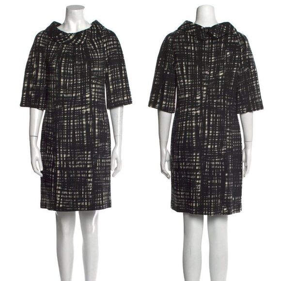 Michael Kors Mock Neck 100% Wool Printed Mini Dress Black Women's 4 NEW - Picture 1 of 9
